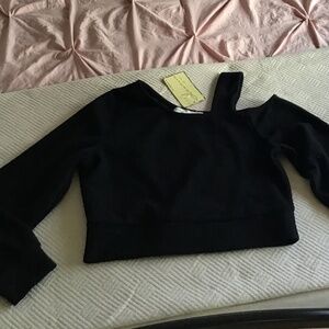 Vintage Havana Soft Black cold shoulder long sleeves crop top Size S